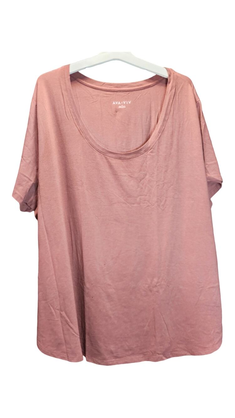 NWT Ava & Viv Women's Plus Size 4X Short Sleeve Scoop Neck Drapey T-Shirt Pink